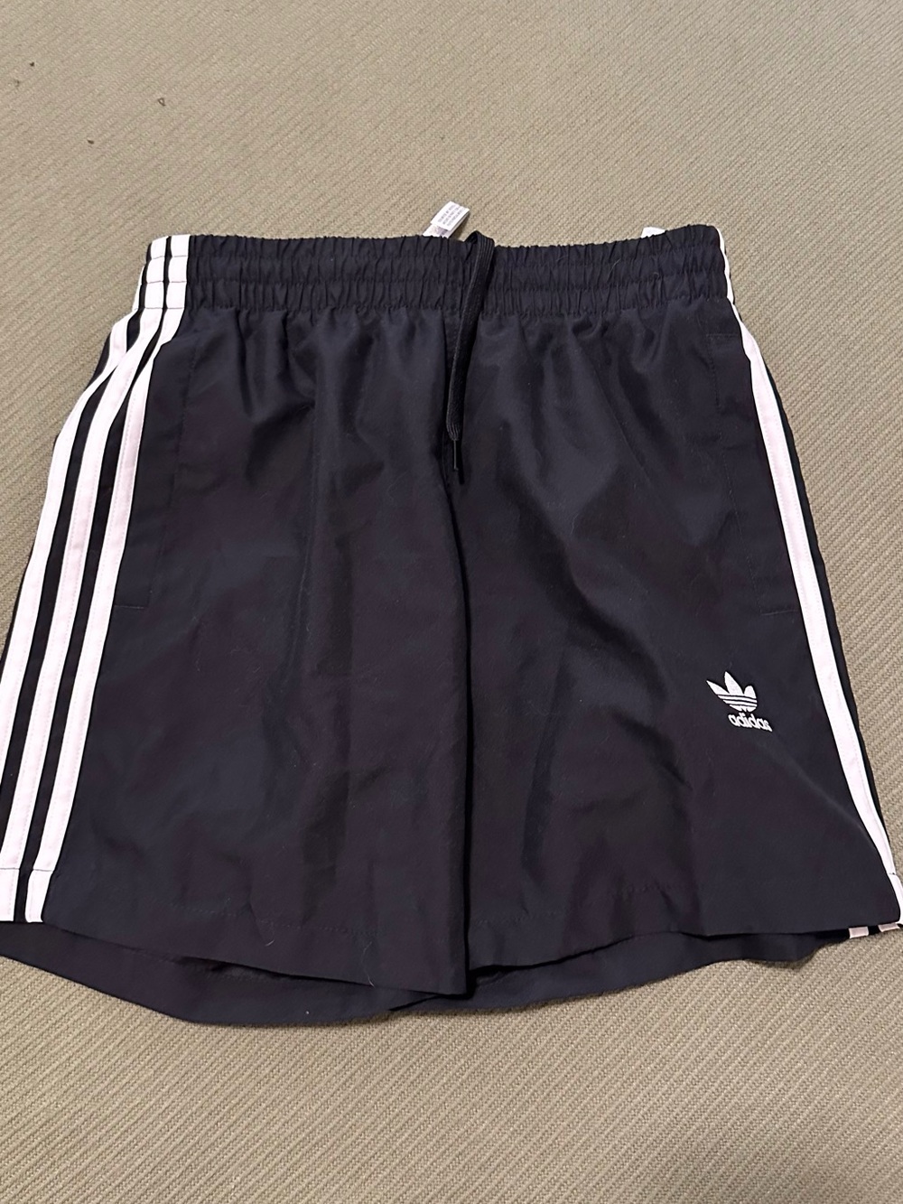 adidas Men’s Black swim trunks with White Side Stripes